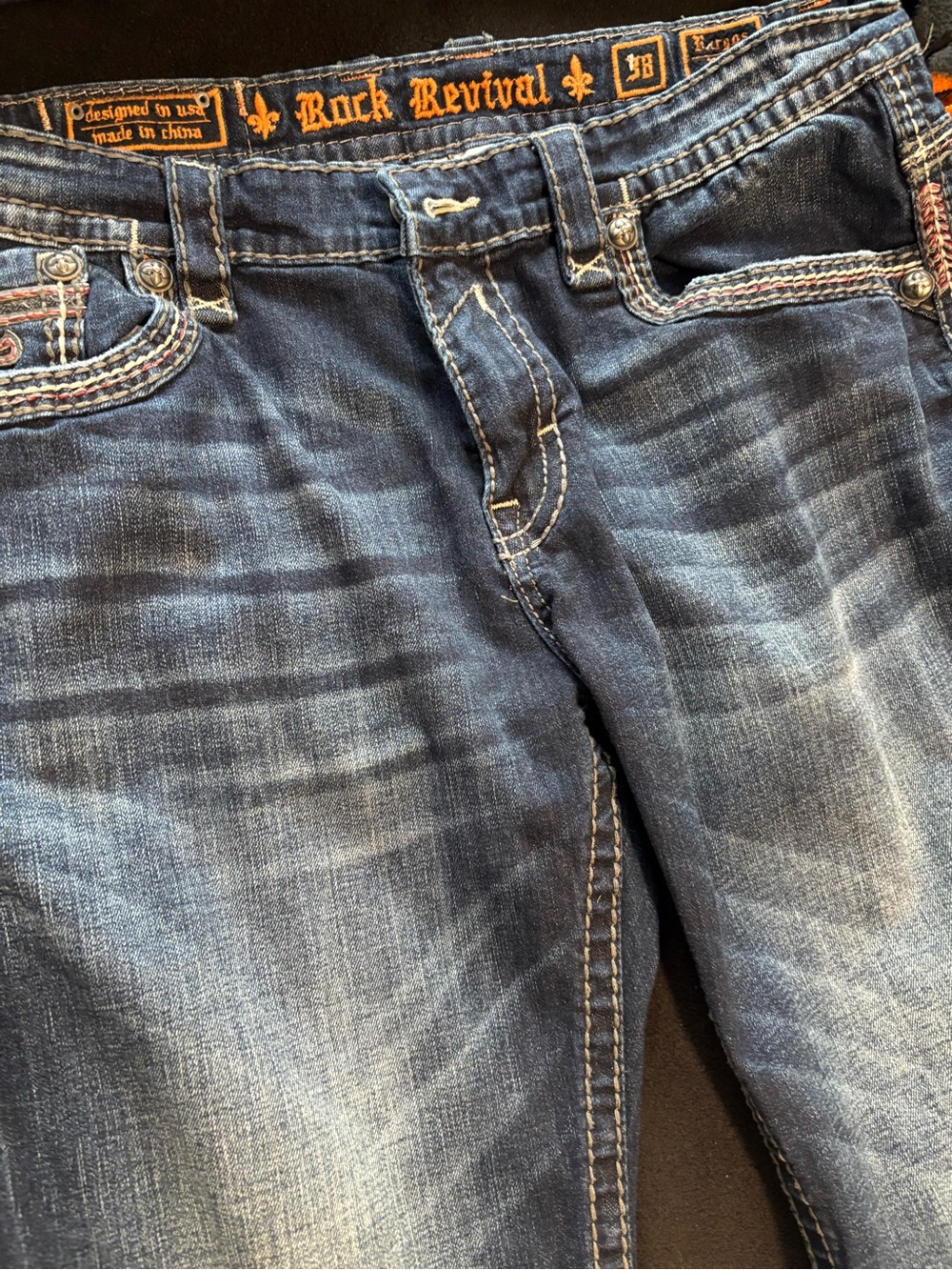 Rock Revival Men’s Faded Indigo Slim Straight Jeans